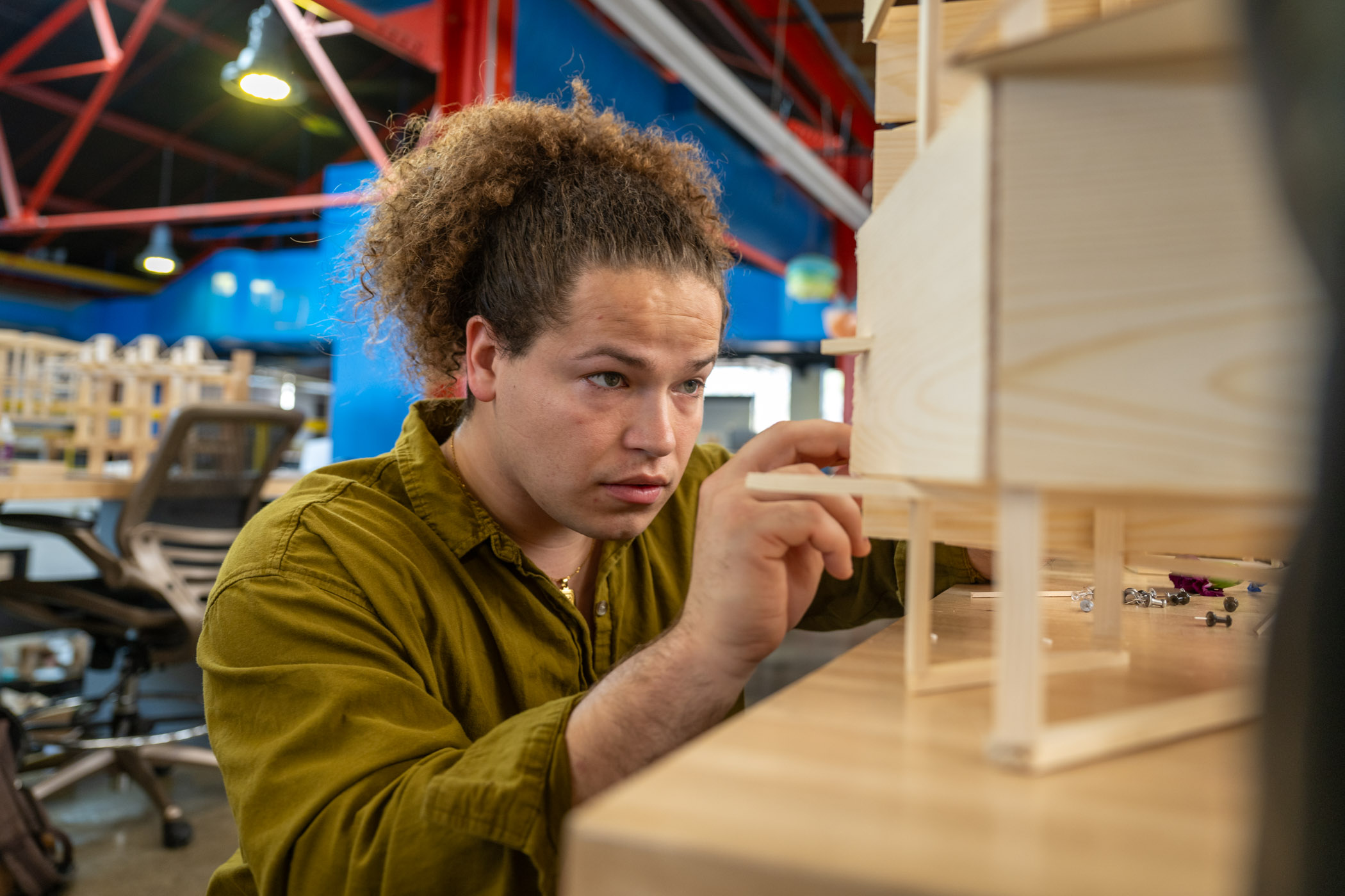 Jared Woullard, pictured working on a project in ֱ&#039;s Giles Hall