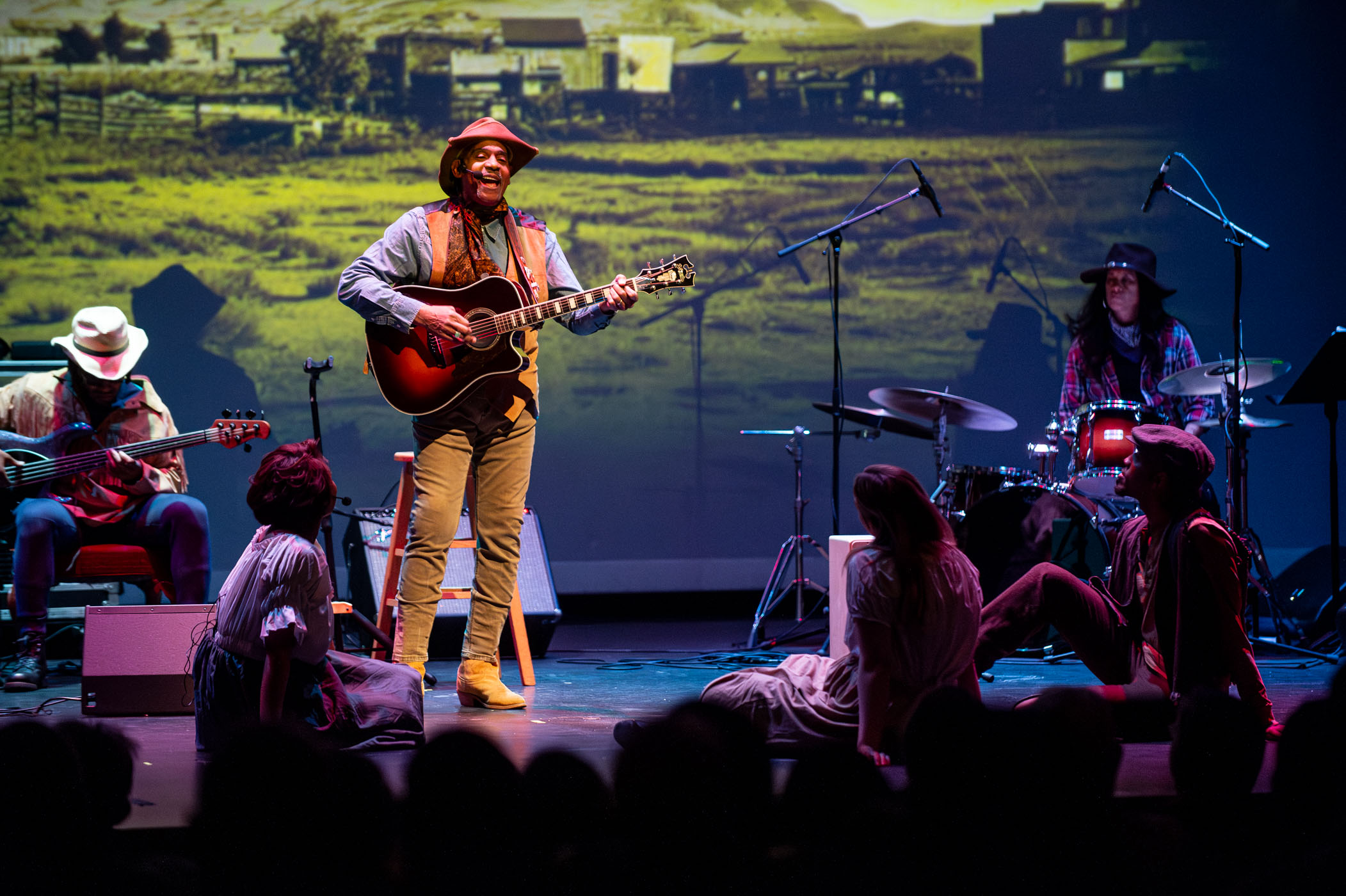 This week during Black History Month, 爱爱直播鈥檚 Lyceum Series presented 鈥淐ross that River,鈥� the country rock-inspired musical story honoring America鈥檚 first Black cowboys. A large Bettersworth Auditorium audience watched and listened to the story of Blue, a courageous runaway slave who finds refuge and fresh aspirations in Texas, becoming one of the nation&#039;s pioneering Black cowboys. Another Lyceum performance this month is Hiplet Ballerinas, who appeared on the TV show 鈥淎merican鈥檚 Got Talent,鈥� on Feb. 29, 7 p.