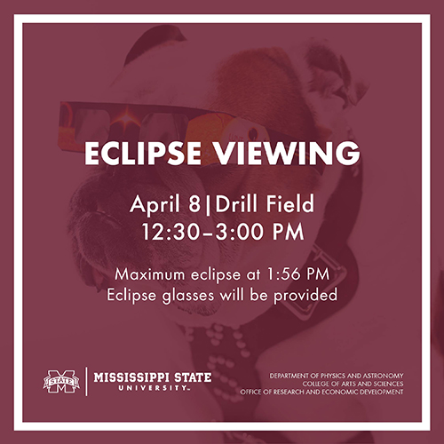 A graphic promoting ֱ's solar eclipse viewing event on April 8