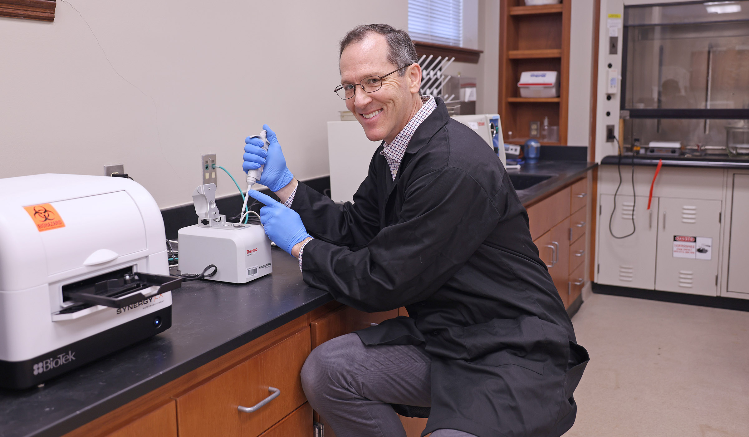 Steven Elder, pictured in a research lab